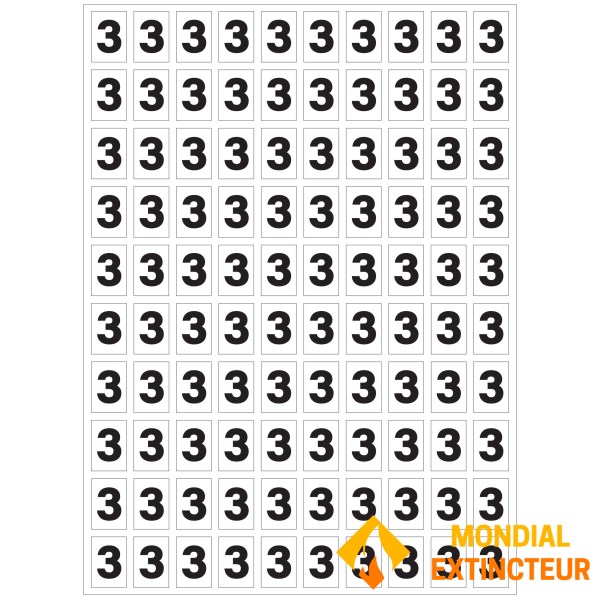 Set of "3" stickers to number your extinguishers
