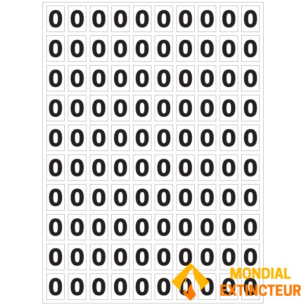 Sheet of adhesive "0" numbers to number your extinguishers