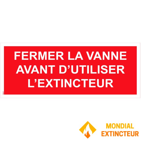 Sign "Close the valve before using the extinguisher" PVC - 200x80 mm