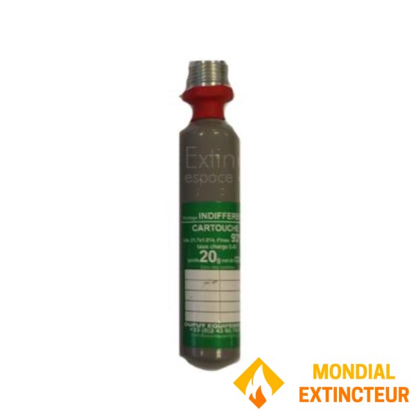 Smoke extraction cartridge 20 g of CO2 93°C NF compliant, head 21.7x1.814