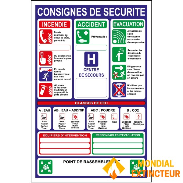 Vertical safety instructions - PVC - A4