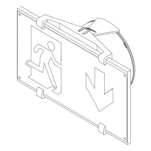 Wall-mounting kit with "Spazio Luz" label holder