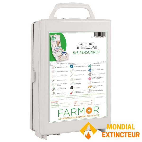 4/6 person first aid box with handle and wall bracket