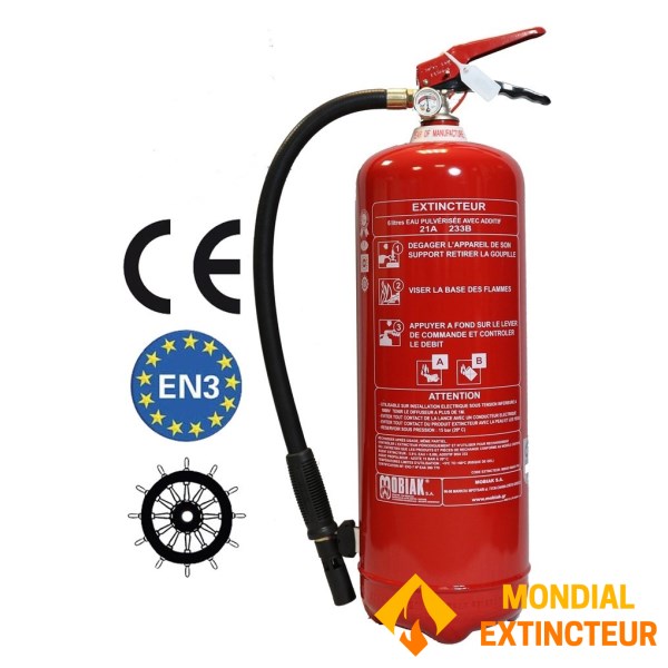 Extintor CE 6 litros con soporte de montaje marca MOBIAK