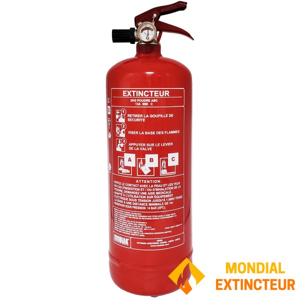 Extintor de polvo seco ABC 2 Kg - CE - Marca Mobiak