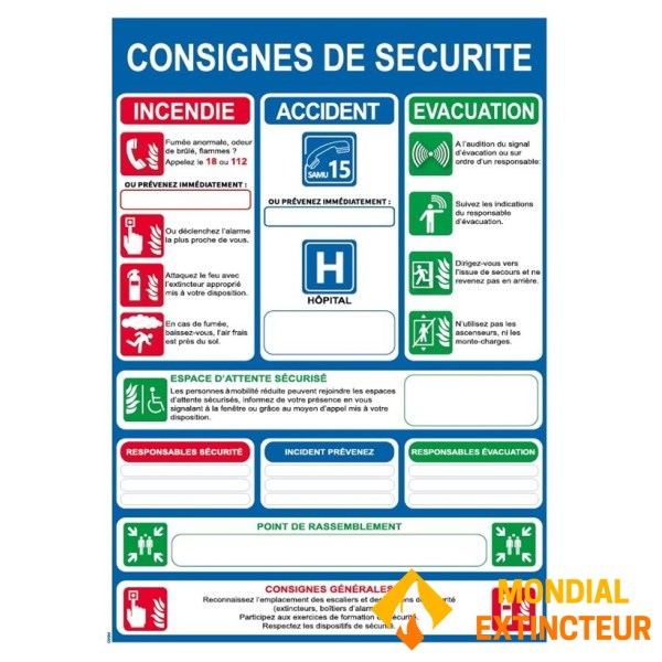 Instrucciones azules de seguridad obligatorias - formato A3