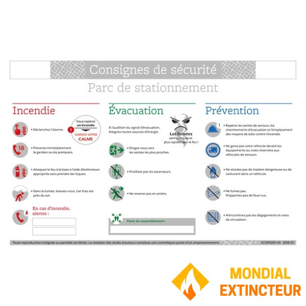 Instrucciones de seguridad para "aparcamientos" - formato A4
