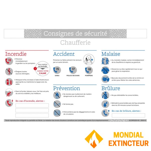Instrucciones de seguridad "para salas de calderas" - formato A4