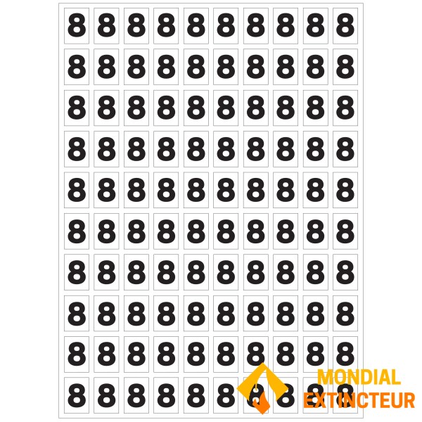 Juego de "8" números adhesivos para numerar sus extintores