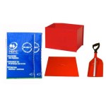 Kit completo de arenero de acero con pala y 2 bolsas de material vegetal absorbente