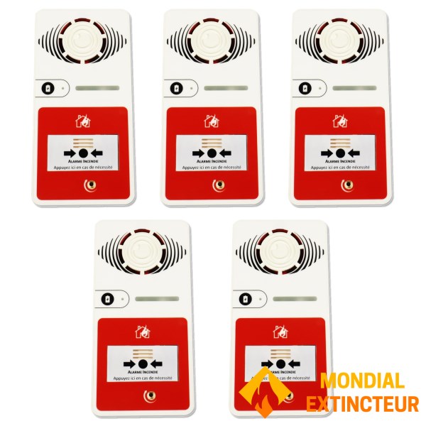 Lote de 5 alarmas contra incendios de tipo 4 con Flash - NF S32-001 clase B