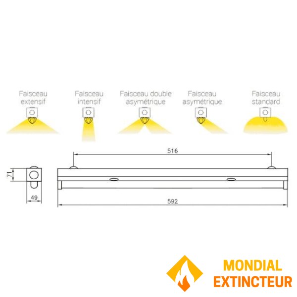 Luminaria en fuente central MULTI-VOLTAJE - 48VDC y 230VAC