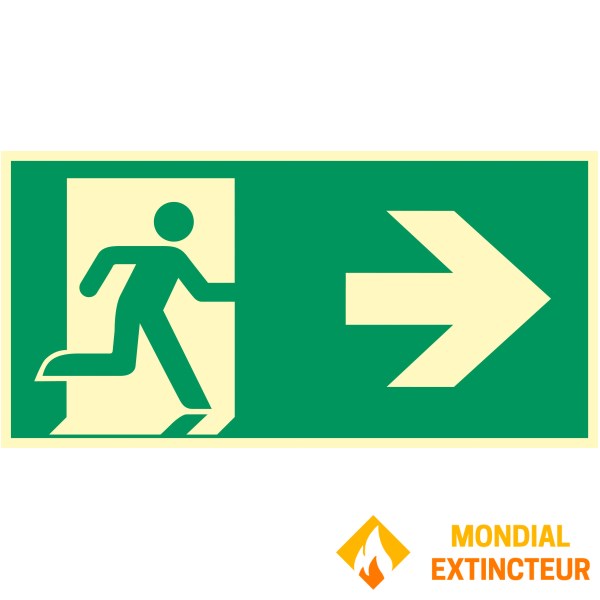 Panel de evacuación fotoluminiscente derecho An.300 X Al.150 mm