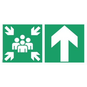 Pictogramas para puntos de montaje "con flechas altas" - PVC 500x250 mm