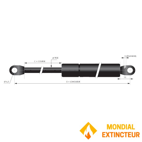 Resorte de gas F100 N - C160 mm