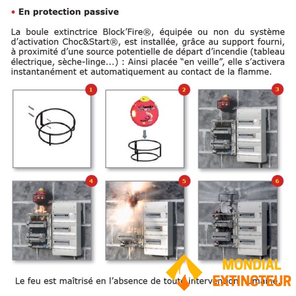 Set de 4 bolas extintoras Block Fire - "Choc and Start"