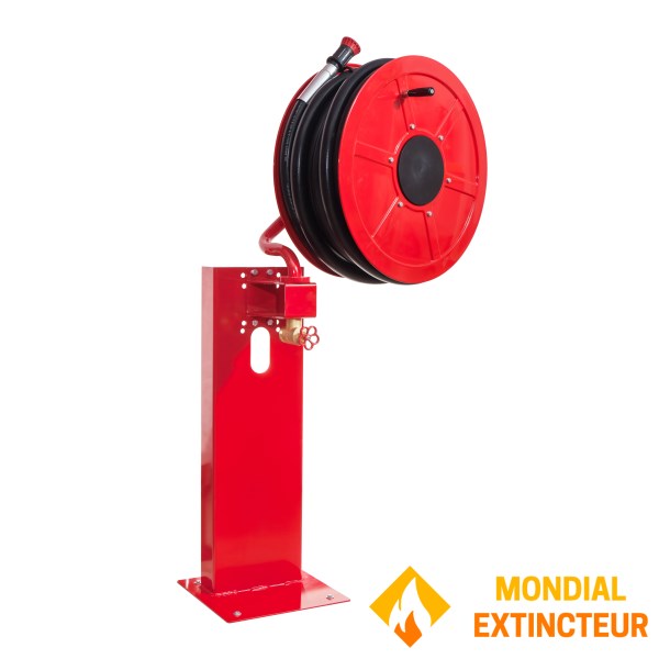 Soporte / Poste para extintor fijo o pivotante de acero rojo - Marca Mobiak