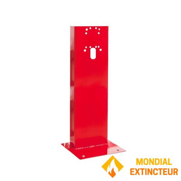 Soporte / Poste para extintor fijo o pivotante de acero rojo - Marca Mobiak
