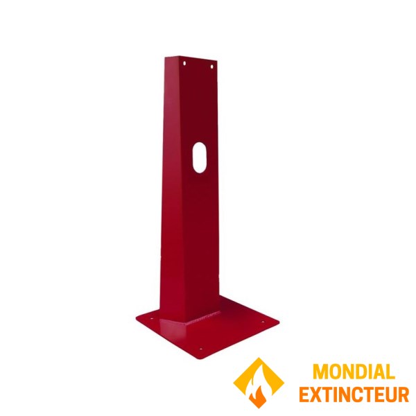 Soporte / Poste para extintor fijo o pivotante de acero rojo - Marca POK