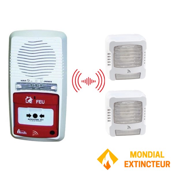Pack alarme radio type 4 avec 2 diffuseurs sonores et lumineux RADIO SANS REPETEUR
