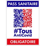 Tarra QR CODE "PASS SANITAIRE OBLIGATOIRE" - 15 X 20 CM