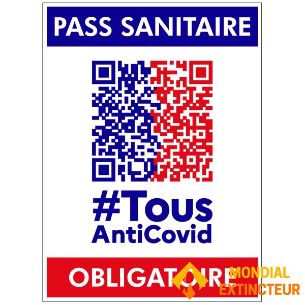 Tarra QR CODE "PASS SANITAIRE OBLIGATOIRE" - 15 X 20 CM