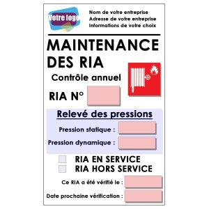 10 Etiquettes de maintenance pour RIA personnalisées - Taille 70 X 100 mm