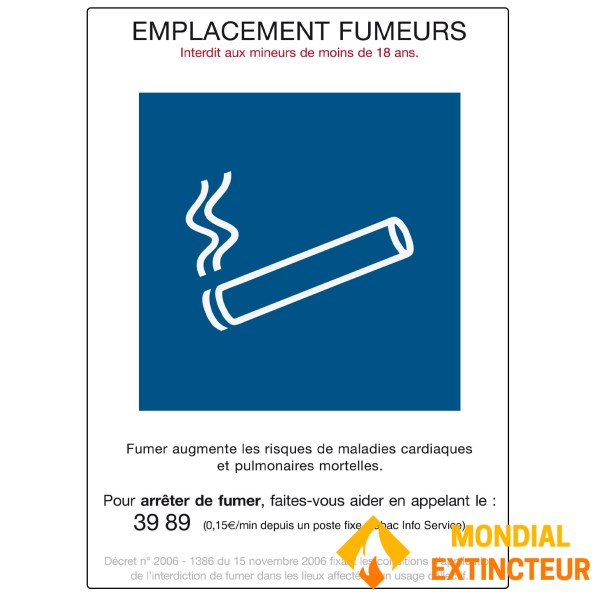 Adhésif officiel - EMPLACEMENT FUMEURS - 91 X 121 mm