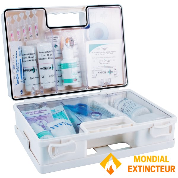 Coffret de secours 10/12 personnes avec poignée et support mural