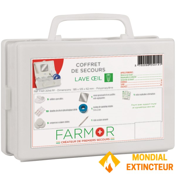 Coffret de secours LAVE ŒIL avec stylo oculaire