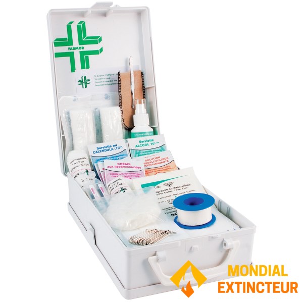 Coffret de secours 4/6 personnes avec poignée et support mural