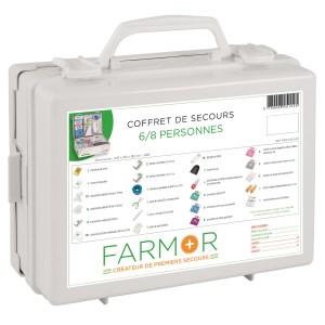 Coffret de secours 6/8 personnes avec poignée et support mural