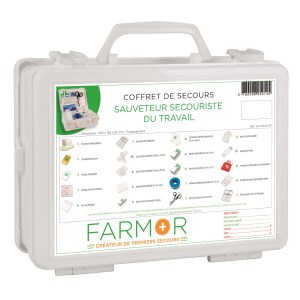 Coffret de secours S.S.T avec poignée et support mural