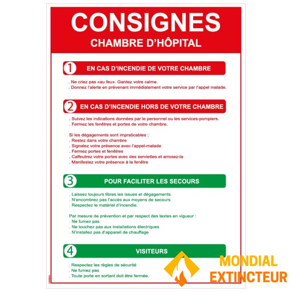 Consigne chambre d’hôpital - Format A4