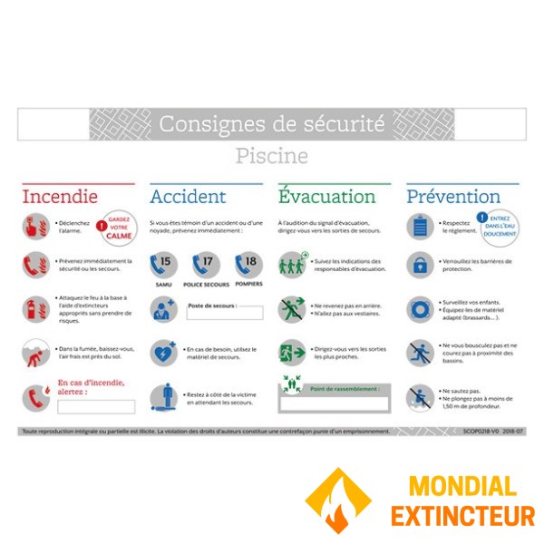 Consigne de sécurité "Consignes de sécurité piscine" - Format A4