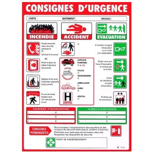 Consigne d'urgence générale - Format A3