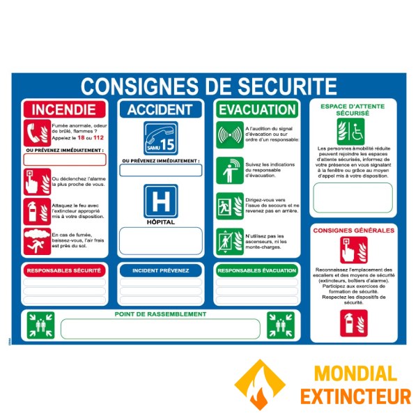 Consignes de sécurité – PVC - A4