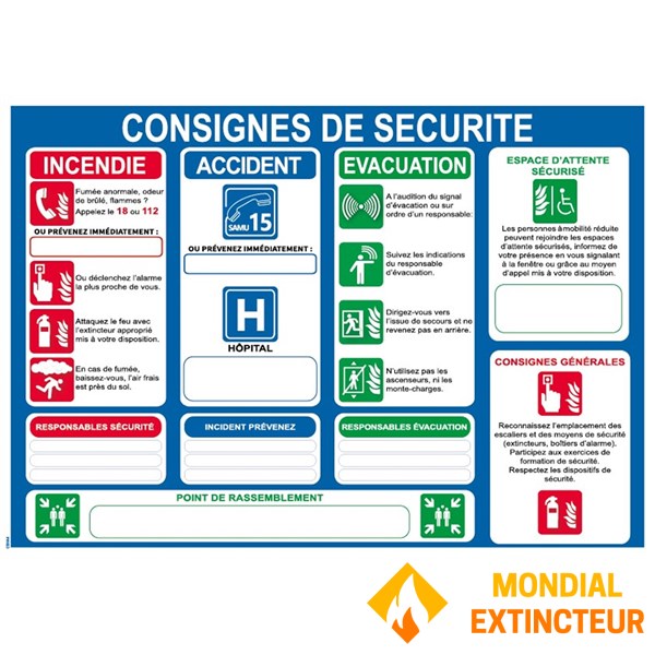 Consignes de sécurité – PVC - A4