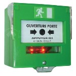 Déclencheur manuel vert signal sonore et lumineux - Ouverture porte