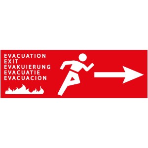 Évacuation incendie camping Flèche droite - PVC - 300 x 100 mm