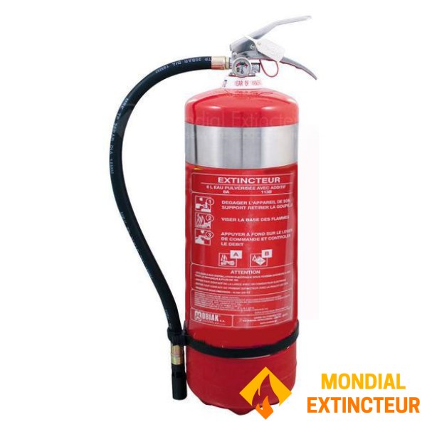 Extincteur 6 litres à eau pulvérisée avec additif - INOX