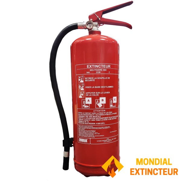 Extincteur à poudre ABC 6 Kg - CE - Marque Mobiak