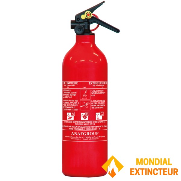 Extincteur à poudre ABC 1 Kg Sans Mano - Marque ANAF