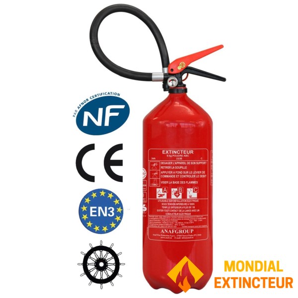 Extincteur à poudre ABC 6 Kg - Marque ANAF