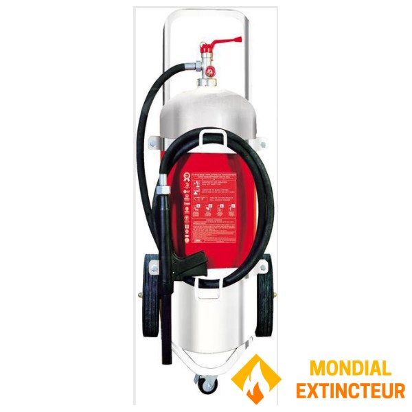 Extincteur à poudre ABC capacité 25 Kg sur roues INOX