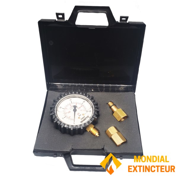 Manomètre de test extincteurs - 2 raccords : Rapide et fileté