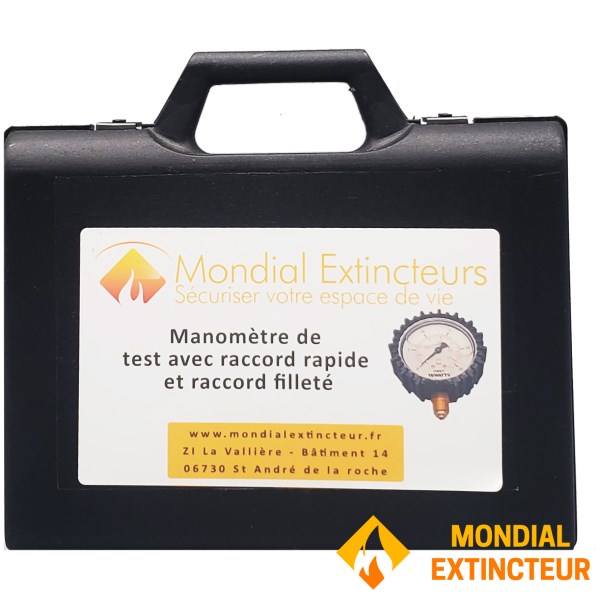 Manomètre de test extincteurs - 2 raccords : Rapide et fileté
