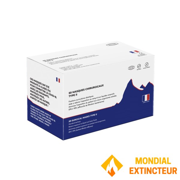 Masque Chirurgical 3 plis fixation élastique - Lot de 50 -