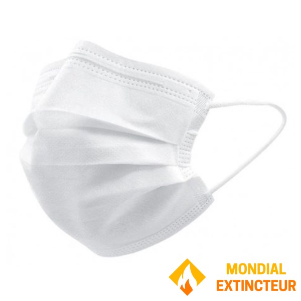 Masque Chirurgical 3 plis fixation élastique - Lot de 50 -