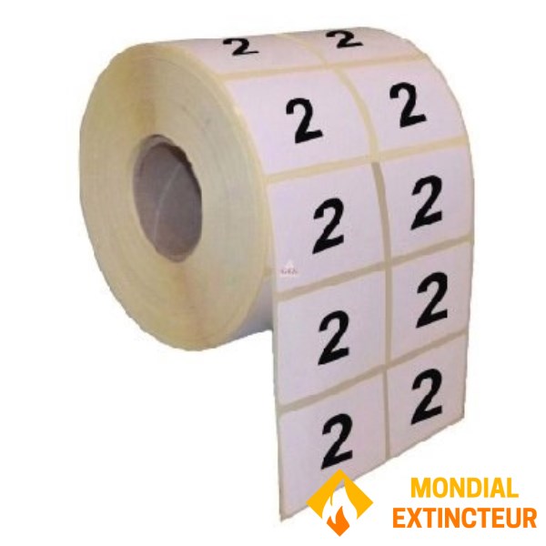Numérotation Extincteurs – 200 chiffres par rouleau – Chiffre 2 - 15 X 20 mm -